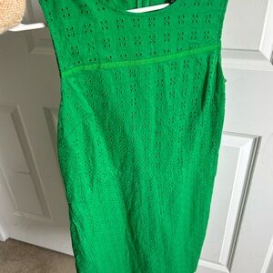 Eyelet and grosgrain Green Sleeveless shirt Dress